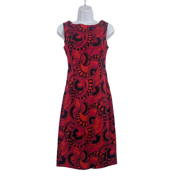 H&M Dresses & Skirts - H&M Womens Red & Black Printed Sleeveless Boat Neck Sheath Dress Size 4 Small
